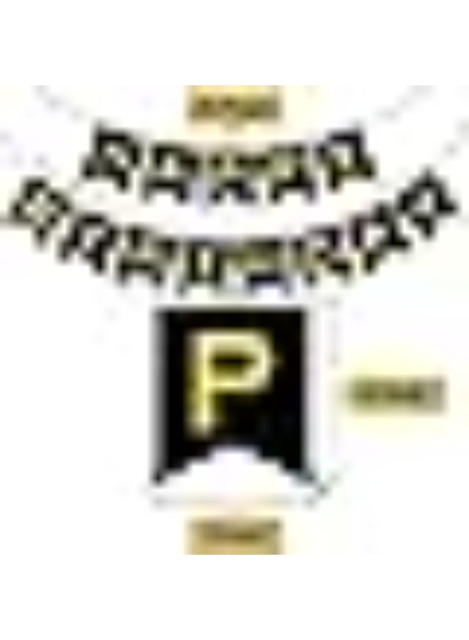 Gold and Black Birthday Decorations Set - Happy Birthday Banner, Foil Fringe and Mylar Star Balloons for Party - Image 4